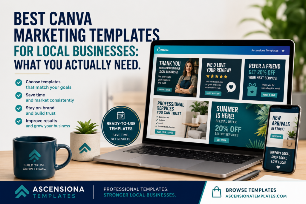 Best Canva marketing templates for local businesses with ready-made social posts, review, referral and promotional designs